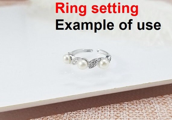 Ring Setting Blank 4mm 1pc 2.0g 925 Sterling Silver Adjustable CZ Semi Mount Round Shape Base for 3 Pearls Beads Wholesale Available