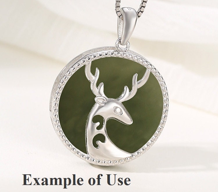 Necklace Pendant Frame Setting Deer Round Base 22mm Sterling Silver Fine 925 For One Cabochon No Prongs DIY Jewelry Finding Wholesale 1pc