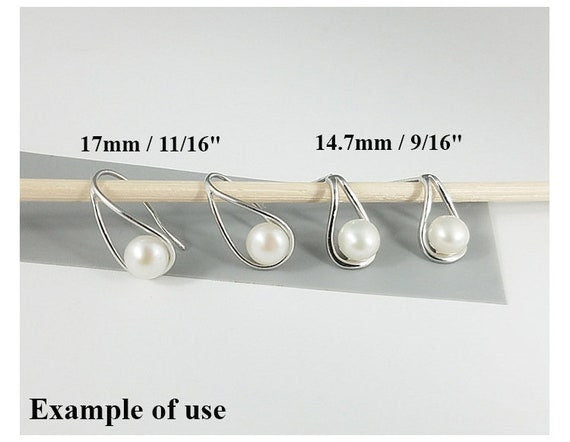 Hook Earring Setting Blanks 15 17mm 1 Pair 0.9g 925 Sterling Silver Base for 1 Pearl Bead Wholesale Available