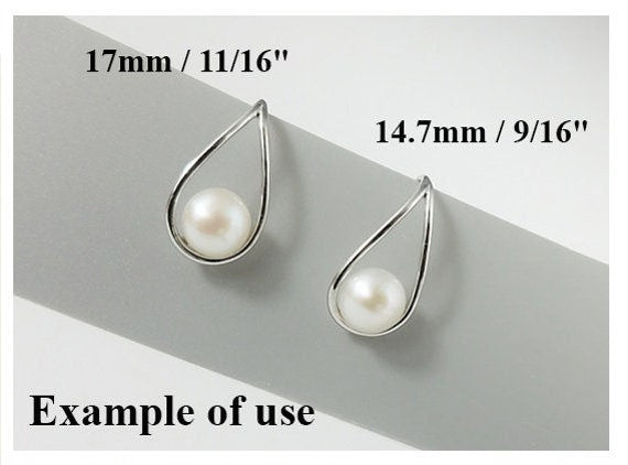 Hook Earring Setting Blanks 15 17mm 1 Pair 0.9g 925 Sterling Silver Base for 1 Pearl Bead Wholesale Available