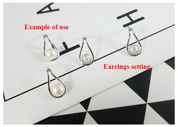 Hook Earring Setting Blanks 15 17mm 1 Pair 0.9g 925 Sterling Silver Base for 1 Pearl Bead Wholesale Available