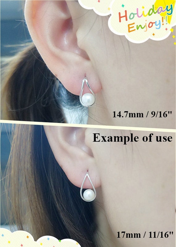 Hook Earring Setting Blanks 15 17mm 1 Pair 0.9g 925 Sterling Silver Base for 1 Pearl Bead Wholesale Available