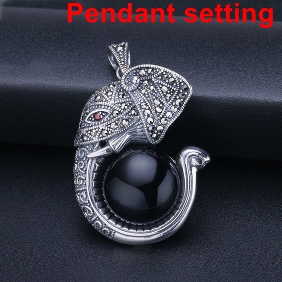 Necklace Pendant Setting Blank Bezel 7x7mm 1pc 3.8g 925 Sterling Silver for 1 Round Shape Cabochon Stone Cameo Wholesale Available