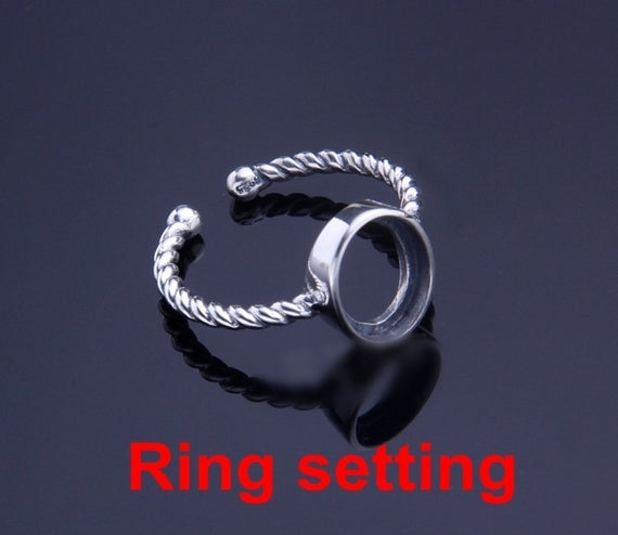 Ring Setting Blank Bezel 6x8mm 8x10mm 1pc 925 Sterling Silver Adjustable for 1 Oval Shape Cabochon Cameo No Prongs Wholesale Available