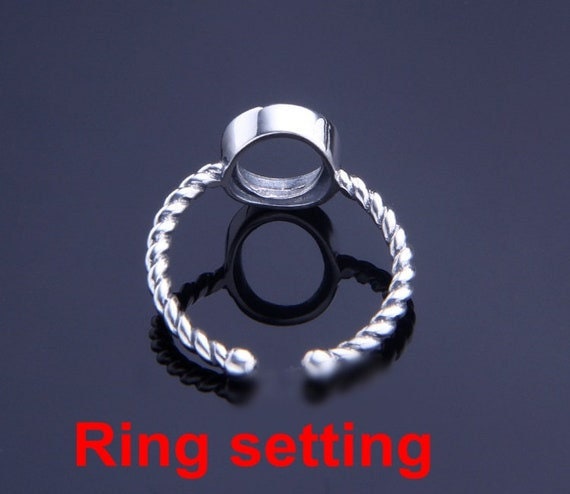 Ring Setting Blank Bezel 6x8mm 8x10mm 1pc 925 Sterling Silver Adjustable for 1 Oval Shape Cabochon Cameo No Prongs Wholesale Available