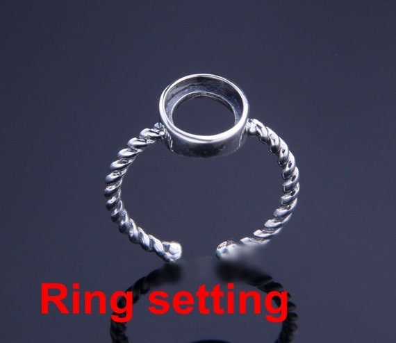 Ring Setting Blank Bezel 6x8mm 8x10mm 1pc 925 Sterling Silver Adjustable for 1 Oval Shape Cabochon Cameo No Prongs Wholesale Available