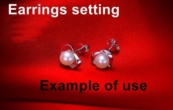 Stud Earring Setting Blanks 5-6mm 1 Pair 0.8g 925 Sterling Silver Heart Base for 1 Pearl Bead Wholesale Available