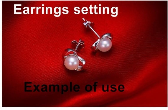 Stud Earring Setting Blanks 5-6mm 1 Pair 0.8g 925 Sterling Silver Heart Base for 1 Pearl Bead Wholesale Available