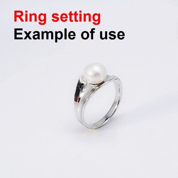 Ring Setting Blank 7.5mm 1pc 2.6g 925 Sterling Silver Adjustable Round Shape Base for 1 Pearl Bead Wholesale Available