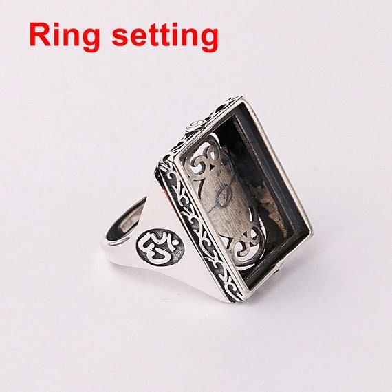 Ring Setting Blank Bezel 16x20mm 1pc 8g 925 Sterling Silver Adjustable for 1 Rectangle Shape Cabochon Cameo No Prongs Wholesale Available