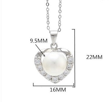 Necklace Pendant Setting Blank 9.5mm 1pc 2.0g 925 Sterling Silver Heart Shape Base for 1 Pearl Bead CZ Semi Mount Wholesale Available