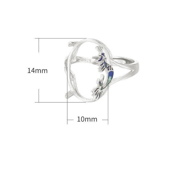 Ring Setting Blank 14 16mm 1pc 925 Sterling Silver CZ Semi Mount for Oval Faceted Cabochon Stone Prongs Adjustable Wholesale Available