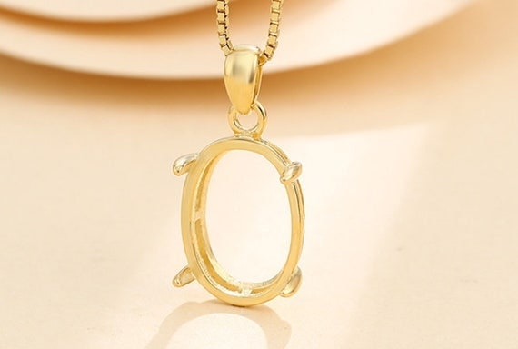 Necklace Pendant Setting Blank 5-30mm 1pc 0.6g 925 Sterling Silver for 1 Oval Shape Faceted Stone 4 Prongs Wholesale Available