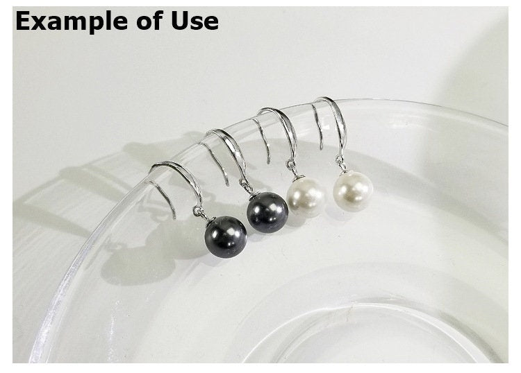 Hook Earring Setting Blanks 3-9mm 1 Pair 0.8g 925 Sterling Silver Base for 1 Pearl Bead Wholesale Available