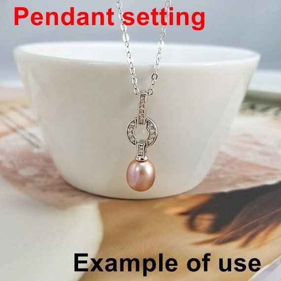 Necklace Pendant Setting Blank 10mm 1pc 1.1g 925 Sterling Silver for 1 Pearl CZ Semi Mount Wholesale Available