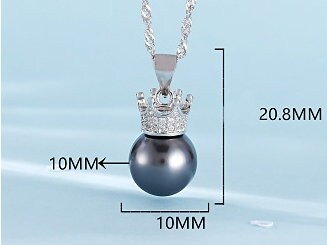 Necklace Pendant Setting Blank 10mm 1pc 0.9g 925 Sterling Silver CZ Semi Mount Crown Shape Base for 1 Pearl Bead Wholesale Available