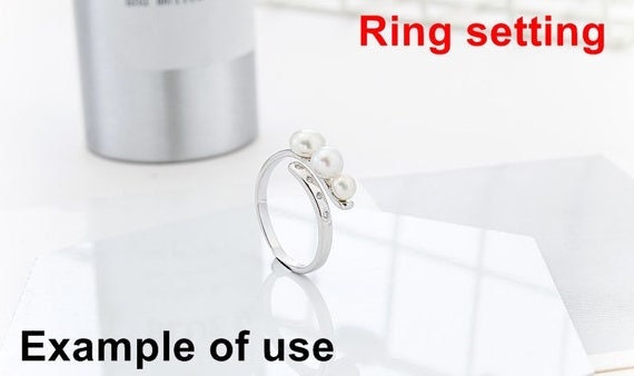 Ring Setting Blank 4-5.5mm 1pc 1.7g 925 Sterling Silver Adjustable CZ Semi Mount Round Shape Base for 3 Pearls Beads Wholesale Available