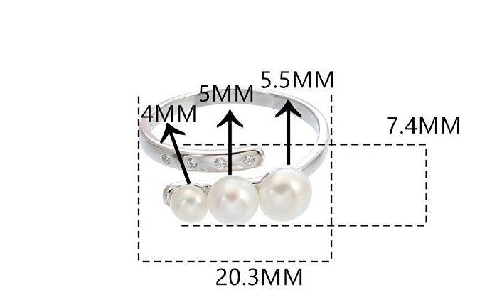 Ring Setting Blank 4-5.5mm 1pc 1.7g 925 Sterling Silver Adjustable CZ Semi Mount Round Shape Base for 3 Pearls Beads Wholesale Available