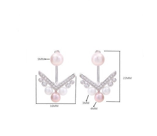 Stud Earring Setting Blanks 3 4 5mm 1 Pair 2.2g 925 Sterling Silver CZ Semi Mount Arrow Airplane Base for 4 Pearls Beads Wholesale Available