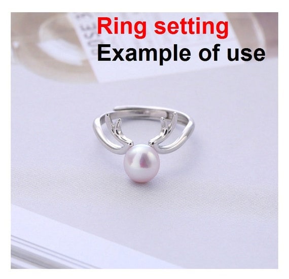 Ring Setting Blank 7mm 1pc 1.6g 925 Sterling Silver Adjustable Round Shape Base for 1 Pearl Bead Wholesale Available