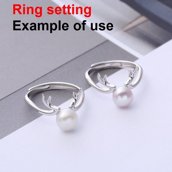 Ring Setting Blank 7mm 1pc 1.6g 925 Sterling Silver Adjustable Round Shape Base for 1 Pearl Bead Wholesale Available