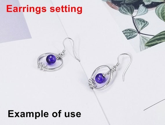 Hook Earring Setting Blanks 6mm 1 Pair 2.4g 925 Sterling Silver CZ Semi Mount Circle Round Base for 1 Pearl Bead Wholesale Available