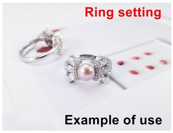 Ring Setting Blank 7mm 1pc 2.9g 925 Sterling Silver Adjustable CZ Semi Mount Round Shape Base for 1 Pearl Bead Wholesale Available