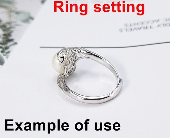 Ring Setting Blank 8.5mm 1pc 2.0g 925 Sterling Silver Adjustable Round Shape Base for 1 Pearl Bead Wholesale Available