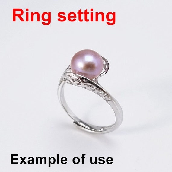 Ring Setting Blank 8.5mm 1pc 2.0g 925 Sterling Silver Adjustable Round Shape Base for 1 Pearl Bead Wholesale Available