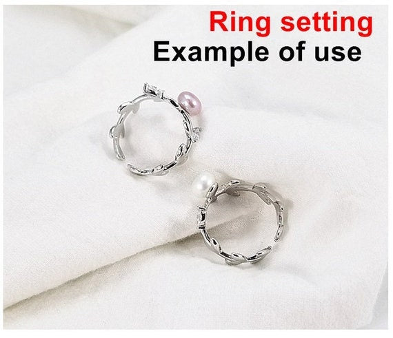 Ring Setting Blank 6mm 1pc 1.8g 925 Sterling Silver Adjustable CZ Semi Mount Round Shape Base for 1 Pearl Bead Wholesale Available