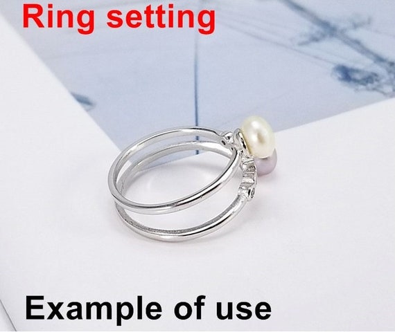 Ring Setting Blank 5.5 6mm 1pc 1.7g 925 Sterling Silver Adjustable CZ Semi Mount Round Shape Base for 2 Pearls Beads Wholesale Available