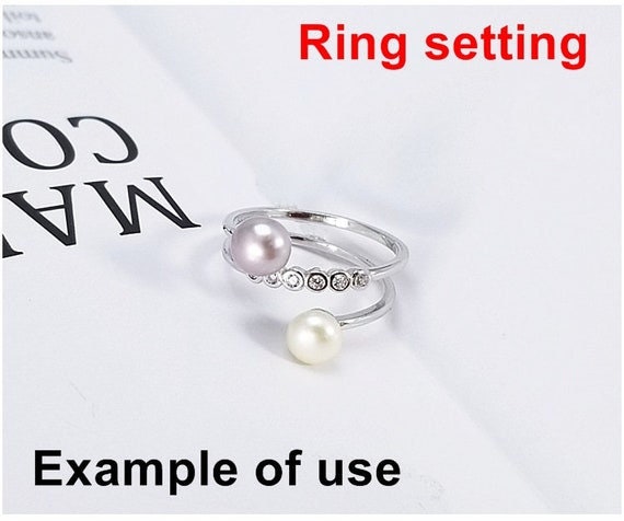 Ring Setting Blank 5.5 6mm 1pc 1.7g 925 Sterling Silver Adjustable CZ Semi Mount Round Shape Base for 2 Pearls Beads Wholesale Available