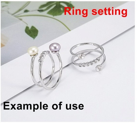 Ring Setting Blank 5.5 6mm 1pc 1.7g 925 Sterling Silver Adjustable CZ Semi Mount Round Shape Base for 2 Pearls Beads Wholesale Available