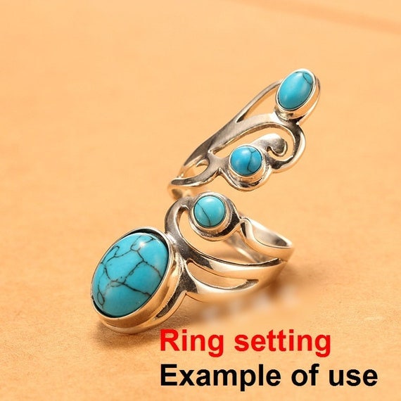 Ring Setting Blank Bezel 4 12mm 1pc 10.4g 925 Sterling Silver Adjustable for 4 Round Oval Shape Cabochon Cameo No Prongs Wholesale Available