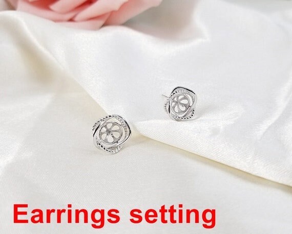 Stud Earring Setting Blanks 7.5mm 1 Pair 1.5g 925 Sterling Silver Round Base for 1 Pearl Bead Wholesale Available