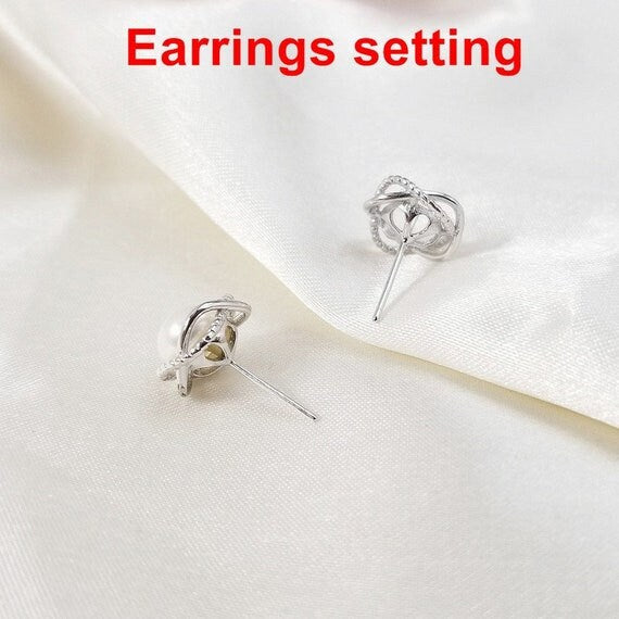 Stud Earring Setting Blanks 7.5mm 1 Pair 1.5g 925 Sterling Silver Round Base for 1 Pearl Bead Wholesale Available