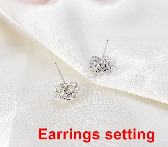 Stud Earring Setting Blanks 7.5mm 1 Pair 1.5g 925 Sterling Silver Round Base for 1 Pearl Bead Wholesale Available