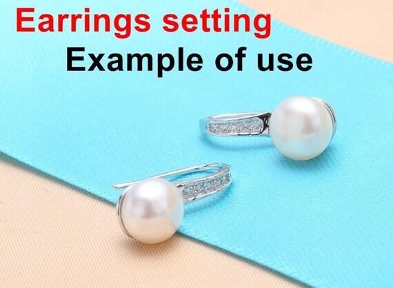 Hook Earring Setting Blanks 6.5mm 1 Pair 0.8g 925 Sterling Silver CZ Semi Mount Round Base for 1 Pearl Bead Wholesale Available