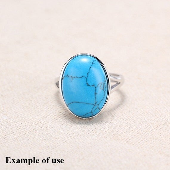 Ring Setting Blank Bezel 7-20mm 1pc 2.2g 925 Sterling Silver Adjustable for 1 Oval Shape Cabochon Cameo No Prongs Wholesale Available