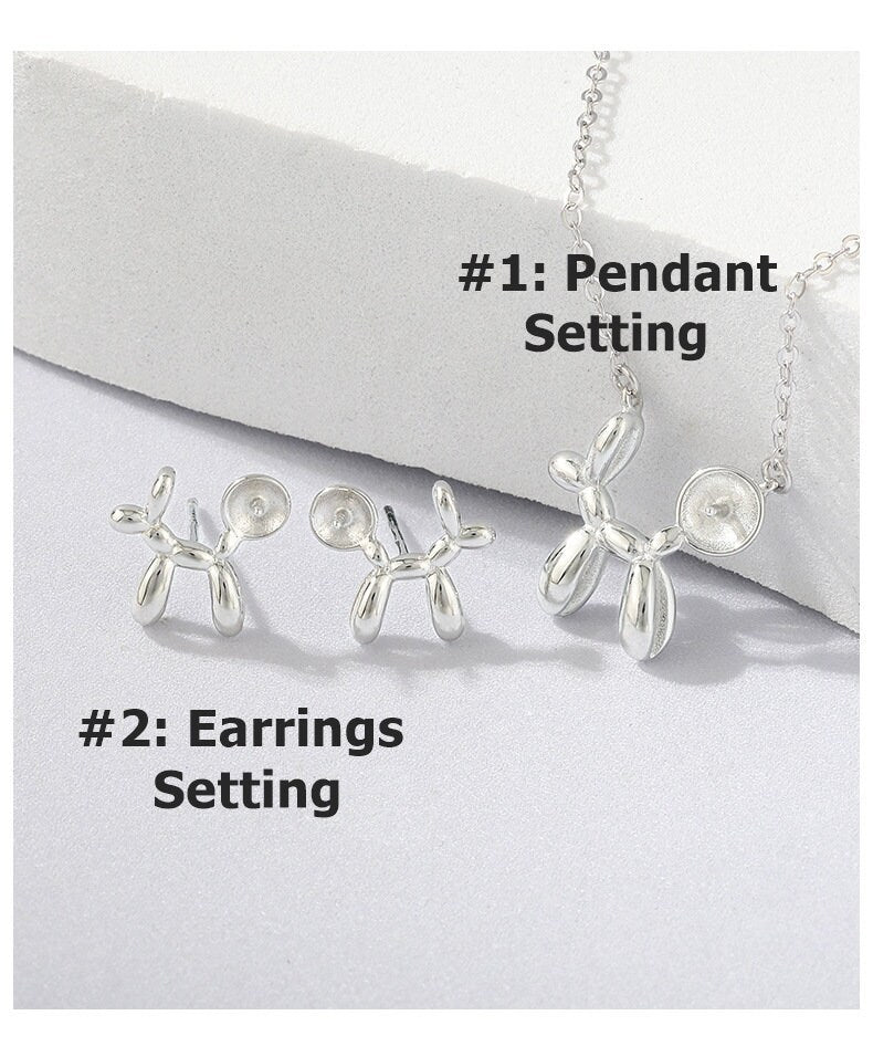 Setting Blanks Jewelry Set 925 Sterling Silver Halo Earrings Pendant Necklace 6-7.5mm 1/4" CZ Mount Pearl Peg Cup Bead Bulk