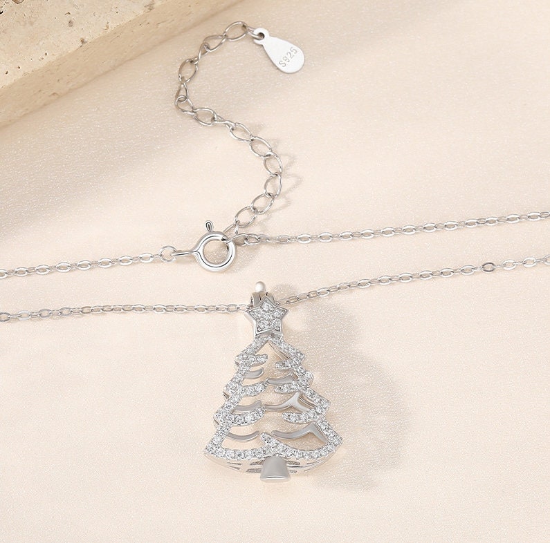 Necklace Pendant Blank Setting Christmas Tree Box 28mm Sterling Silver Fine 925 For Several Beads No Prong DIY Jewelry Finding Wholesale 1pc