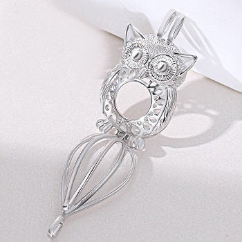 Necklace Pendant Blank Setting Owl Charm Box 16x28mm Sterling Silver Fine 925 For One Bead No Prong DIY Jewelry Finding Wholesale 1pc