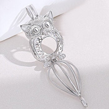 Necklace Pendant Blank Setting Owl Charm Box 16x28mm Sterling Silver Fine 925 For One Bead No Prong DIY Jewelry Finding Wholesale 1pc