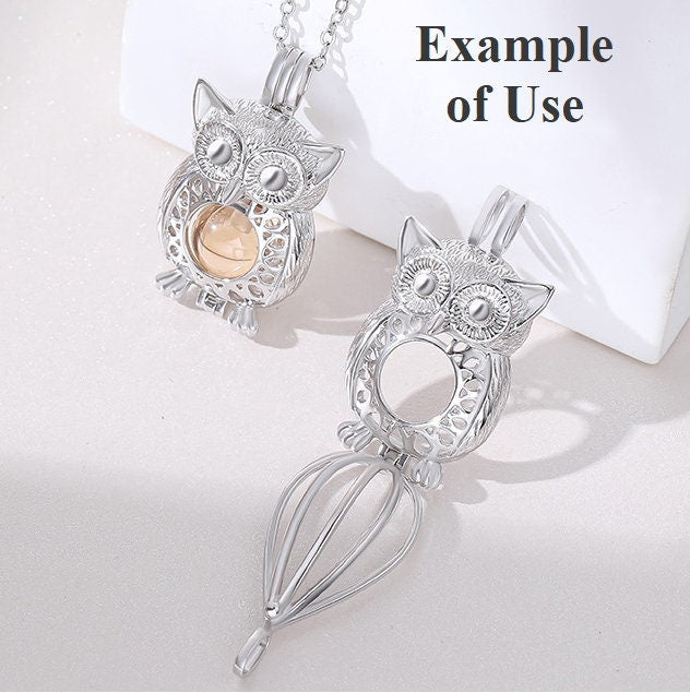 Necklace Pendant Blank Setting Owl Charm Box 16x28mm Sterling Silver Fine 925 For One Bead No Prong DIY Jewelry Finding Wholesale 1pc