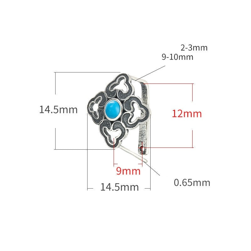 Necklace Pendant Blank Setting Flower Buckle Clip 9x12mm Sterling Silver Fine 925 For Stone No Prong DIY Jewelry Finding Wholesale 1pc