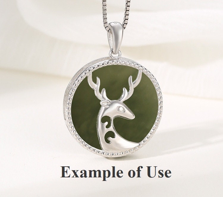 Necklace Pendant Frame Setting Deer Round Base 22mm Sterling Silver Fine 925 For One Cabochon No Prongs DIY Jewelry Finding Wholesale 1pc