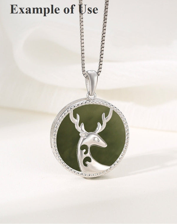 Necklace Pendant Frame Setting Deer Round Base 22mm Sterling Silver Fine 925 For One Cabochon No Prongs DIY Jewelry Finding Wholesale 1pc