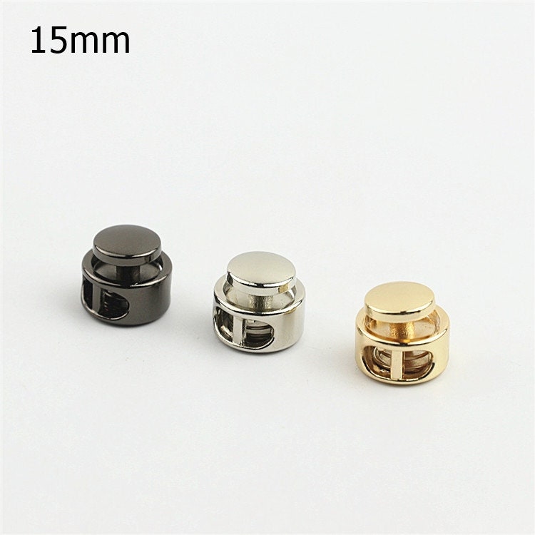 Round Cord Lock 5/8 3/4" 15 19mm Metal Rope Lock Stopper Adjuster Buckle Double Hole Toggle Closures Handbag Bag Purse Making Hardware