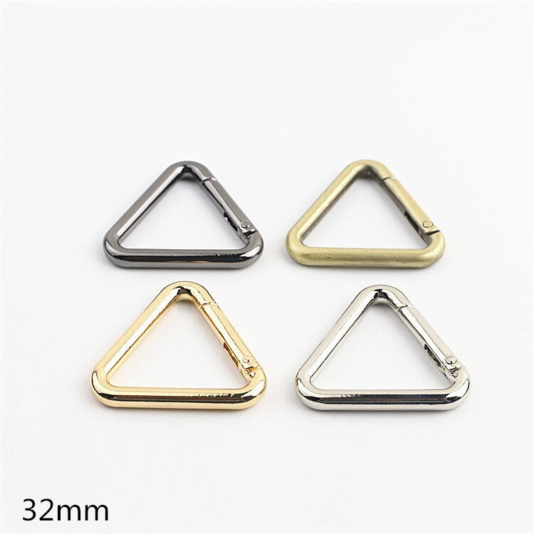 Triangle Push Gate Ring 3/4 1 1 1/4" 20 25 32mm Metal Snap Hook Spring Ring Clip Clasp Heavy Duty Handbag Bag Making Replacement Wholesale