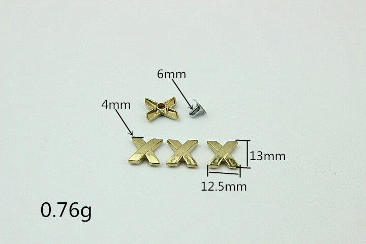 100pcs X Shape Button Belt Strap Rivet Concho Stud 1/2" 13mm Screwback Screw Back Shoe Blacelet Purse Handbag Dog Collar Hardware